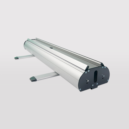 Roll up R/V personnalisé, support publicitaire recto verso pour une visibilité maximale sur stand ou événement. Roll up R/V