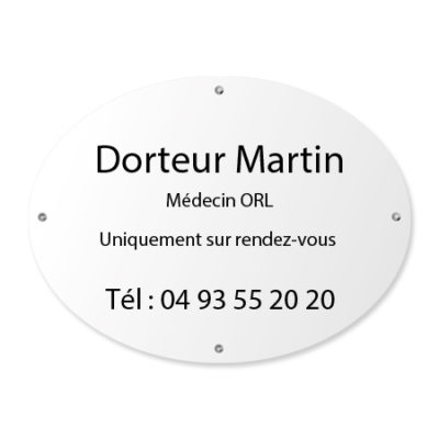Plaque en plexiglas ovale