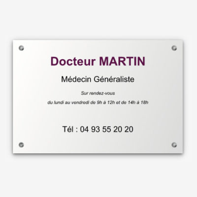 Plaque médecin en plexiglass