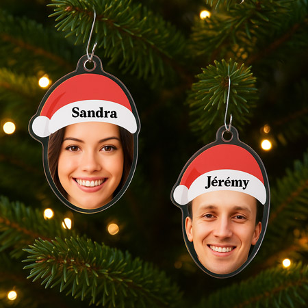 Visage boule de noël Décoration sapin de Noël