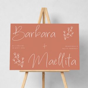 Pancarte mariage terracotta horizontale