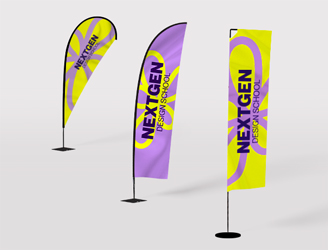 Des drapeaux personnalisés pour une visibilité maximale, en intérieur comme en extérieur.