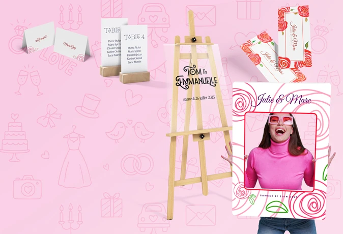 Des produits personnalisés pour créer un mariage unique, élégant et inoubliable.